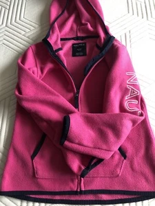 Nautica Girls Pink Full Zip Up Fleece Hoodie Size 8/10, Worn A Couple Of Times - Picture 1 of 6