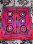 Silk Suzani Wall Hanging Vintage Uzbek Embroidery 135X149 53"X58" D-3B