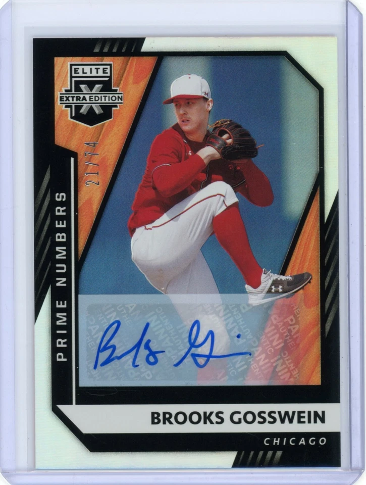 2021 Elite Extra Edition Brooks Gosswein Autograph Prime Number #d /74 White Sox - Image 1 of 2