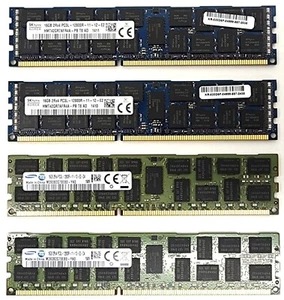 64GB (4 X 16GB) PC3L-12800R DDR3-1600 2Rx4 ECC Registered Memory Samsung Hynix - Picture 1 of 2