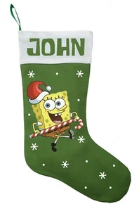 Spongebob Christmas Stocking, Personalized Spongebob Christmas Stocking - Picture 1 of 6