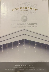 Wondershop 70 warmweiße LED Eiszapfen Lichter 9'6" beleuchtete Länge neu - Bild 1 von 1