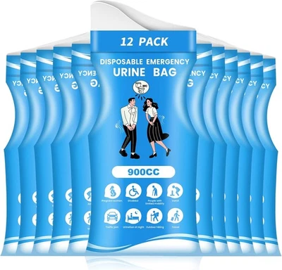 Disposable Urine Bags 12 Pcs, 900ML Pee Bags for Travel for Women and Men, Emerg - Image 1 of 4