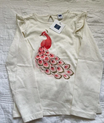 Brand New Janie and Jack girls Peacock Ruffle long sleeve top size 5  - Image 1 of 4