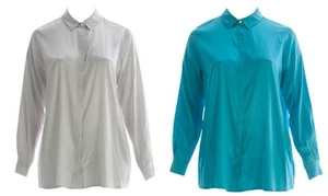 MARINA RINALDI Womens Brigitte Pearl Button Blouse NWT - Picture 1 of 7