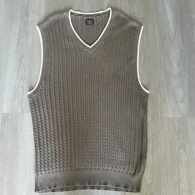 HAGGAR Mens Golf Sweater Vest Cool 18 XXL Cable Knit 100% Cotton Preppy Grandpa - Image 1 of 4