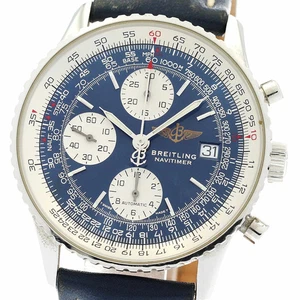 BREITLING WATCH A13322 NAVITIMER DATE CHRONOGRAPH AUTOMATIC BLUE/SILVER SS MEN'S - Picture 1 of 6