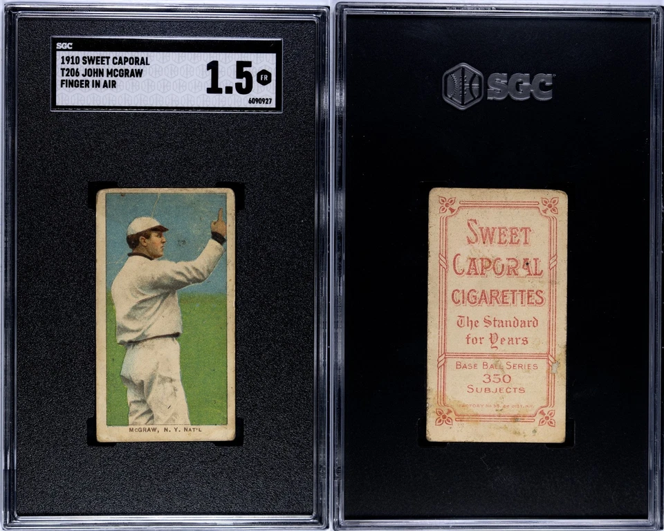 1909-1911 T206 John McGraw Finger in Air New York Giants HOF SGC 1.5 - Image 1 of 1