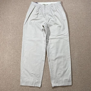 Vintage Polo Ralph Lauren Chinos Mens 34x29 Cream High Waisted Chino Trousers - Picture 1 of 11