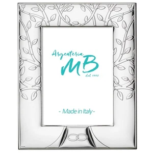 Cornice Portafoto Matrimonio in Argento PVD con Albero della Vita e Fedi Nuziali - Foto 1 di 2