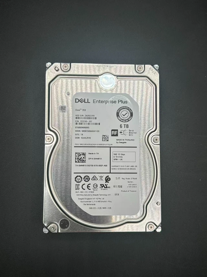 Disco duro ST6000NM0095 MM81X Dell 6 TB 7,2 K 12 GBPS 512e SAS 3,5 Foto 1 de 3