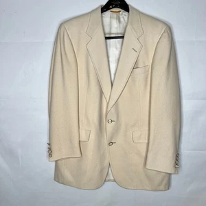 Hart Schaffner Marx Men’s Blazer 44R Beige 100% Cashmere Gold Trumpeter Made USA - Picture 1 of 12