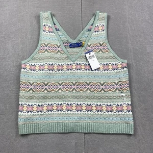 Polo Ralph Lauren Fair Isle Sweater Tank Top Womens XL Wool Cashmere Blend New - Picture 1 of 12