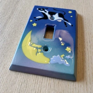 Kuh Mond Keramik handbemalt Einzel Kipp Lichtschalter Wandteller Kinderzimmer - Bild 1 von 4
