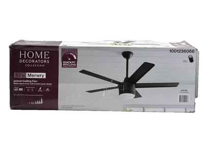Home Decorators Merwry 52 in. Matte Black Ceiling Fan w/ LED & Remote Control - Image 1 of 4
