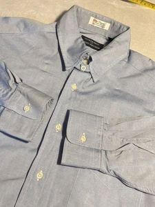 Vtg Gitman Bros Shirt Mens 15 32 TTX Pinpoint 2x2 Oxford Cotton USA Made Blue - Picture 1 of 12