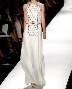 New CAROLINA HERRERA 2008 Runway Bead Embroidered Long Maxi Gown Evening Dress 8 - Picture 1 of 7