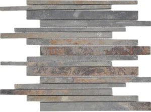 Mosaik Fliese Schiefer Naturstein rost Stäbchen Wandverkleidung Wandverblender   - Bild 1 von 5