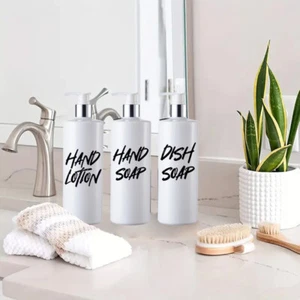 3pcs 500ml Hand Soap Dispenser With Label Pump Lotion Bottle Shampoo Gel Storage - Picture 1 of 20