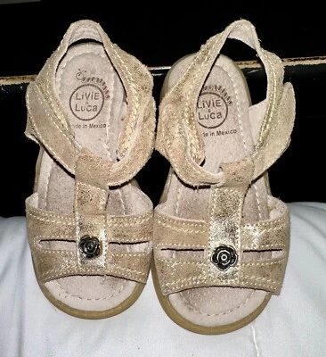 Live & Luca Sandals Gold Leather Toddler Girl Size 7 - Image 1 of 4