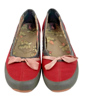 Zapato informal Teva Ballet Flats 6012 para mujer talla 8 rojo sin cordones cómodo rosa lazo Foto 1 de 4