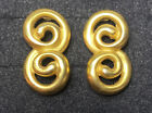 Vintage Anne Klein Matte Gold Tone Swirl Pierced Earrings Signed AK