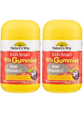 2 gomitas Nature's Way Kids Smart Vita hierro + vitamina C 60 pastillas energía Foto 1 de 3