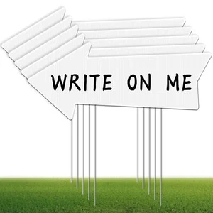 Blank Arrow Signs with Stakes, 16" x 6" Wedding Directional Arrow Yard Sign, ... - Picture 1 of 7