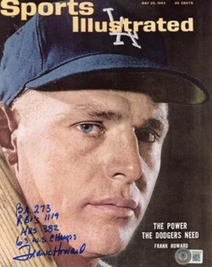 FRANK HOWARD SIGNED 8x10 PHOTO + 4 CAREER STATS LOS ANGELES DODGERS BECKETT BAS - Picture 1 of 2