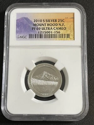 2010 S SILVER 25C MOUNT HOOD National Forest NGC PF69 UC AMERICA THE BEAUTIFUL! - Image 1 of 4