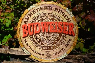 Budweiser Barrel Tin Metal Sign - Anheuser Busch - Bud Beer Keg - Beechwood Aged - Image 1 of 4