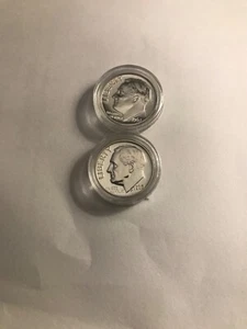 (2) 1962 Roosevelt Dime 90% Silver GEM PROOF in coin capsules. - Picture 1 of 4