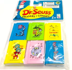 Dr. Seuss Book Series Set of 6ct. Rubber Erasers, Miniature Props, Party Favors - Picture 1 of 12
