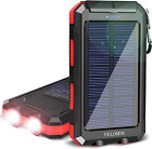 Solar Charger, Yelomin 20000Mah Portable Waterproof Solar Power Bank For Cellpho