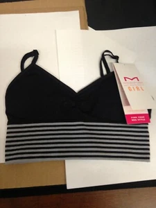 Maidenform Girls' Seamless Ruched Long Line Bra Size Small Black Striped - Picture 1 of 4
