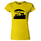 Womens Elephant Silhouettes T Shirt Wild Life Safari