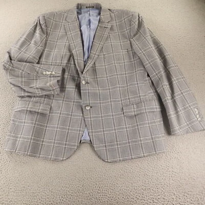 Hopsack Jacket 2XL Gray Windowpane Check 100% Cotton Blazer Sport Coat 52R - Image 1 of 4