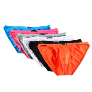 Mens Low-Rise Cool Ice Silk Briefs Sexy Bikini Swimwear Pouch Panties Underwear - Picture 1 of 28