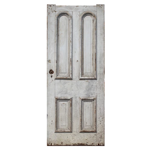Salvaged 32” Antique Cottage Door with Dual Arched Panels, c. 1890, NED2213 Cover