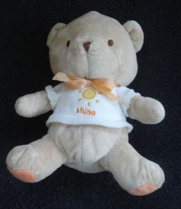Carter's 2005 Teddy Bear Plush Rattle Sun Shine Orange Feet Bow 8" - Picture 1 of 7