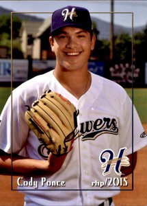 2015 Helena Brewers Grandstand #26 Cody Ponce Upland California CA Baseball Card