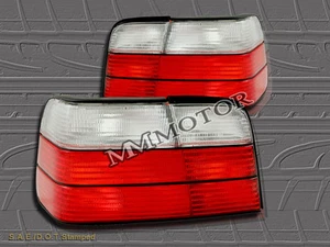 92-98 BMW E36 4DR SEDAN TAIL LIGHTS REAR LAMP RED & CLEAR - Picture 1 of 2