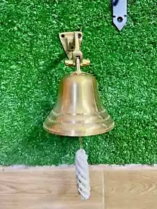 VINTAGE STYLE BRASS MARINE SOLID SHIP BELL ANTIQUE NAUTICAL WALL MOUNTING DECOR - Picture 1 of 11