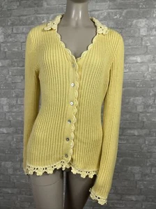 Indigenous One Wear Large Yellow 100% Organic Cotton Knit Button Front Cardigan - Picture 1 of 9
