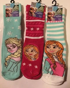 Girls Green or Pink Slipper Socks with Disney Frozen Elsa /Anna detail size 12-2 - Picture 1 of 5