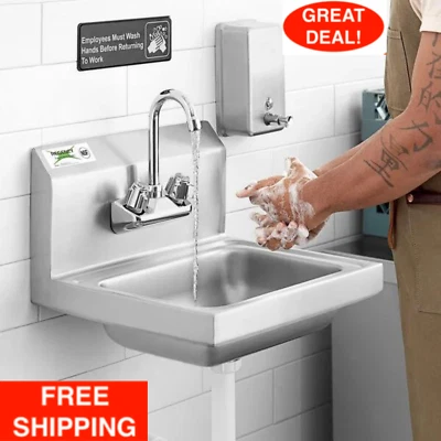 Regency 17" x 15" Wall Mounted Hand Sink For Gooseneck Faucet NSF Listed