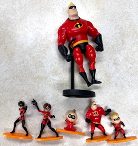 6" MR INCREDIBLE FIGURE WITH STAND + LOT OF INCREDIBLES FAMILY FIGURES 2 1/2" - Picture 1 of 15