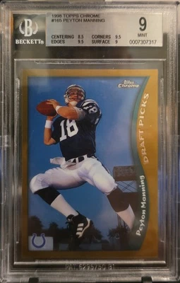 1998 Topps Chrome 165 Peyton Manning Rookie BGS 9 - Image 1 of 3