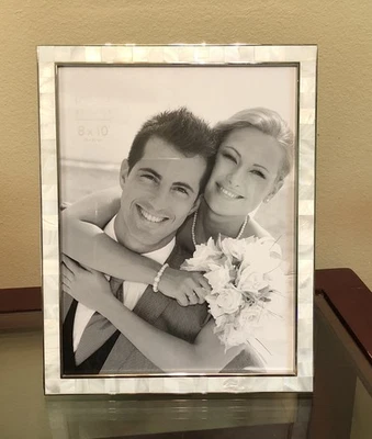 Prinz Mother of Pearl 8x10” Silver Photo Frame Freestanding/Wall - Image 1 of 4