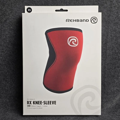 Single New Rehband Rx Knee Support 5mm Knee Sleeve 105304-01 RED Size XS - Image 1 of 4